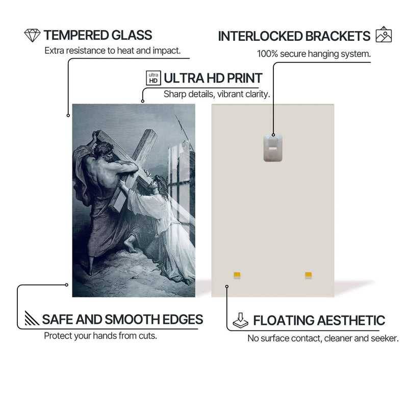 Artronauts Glass Print The Burden of the Cross– Christian Tempered Glass Wall Art