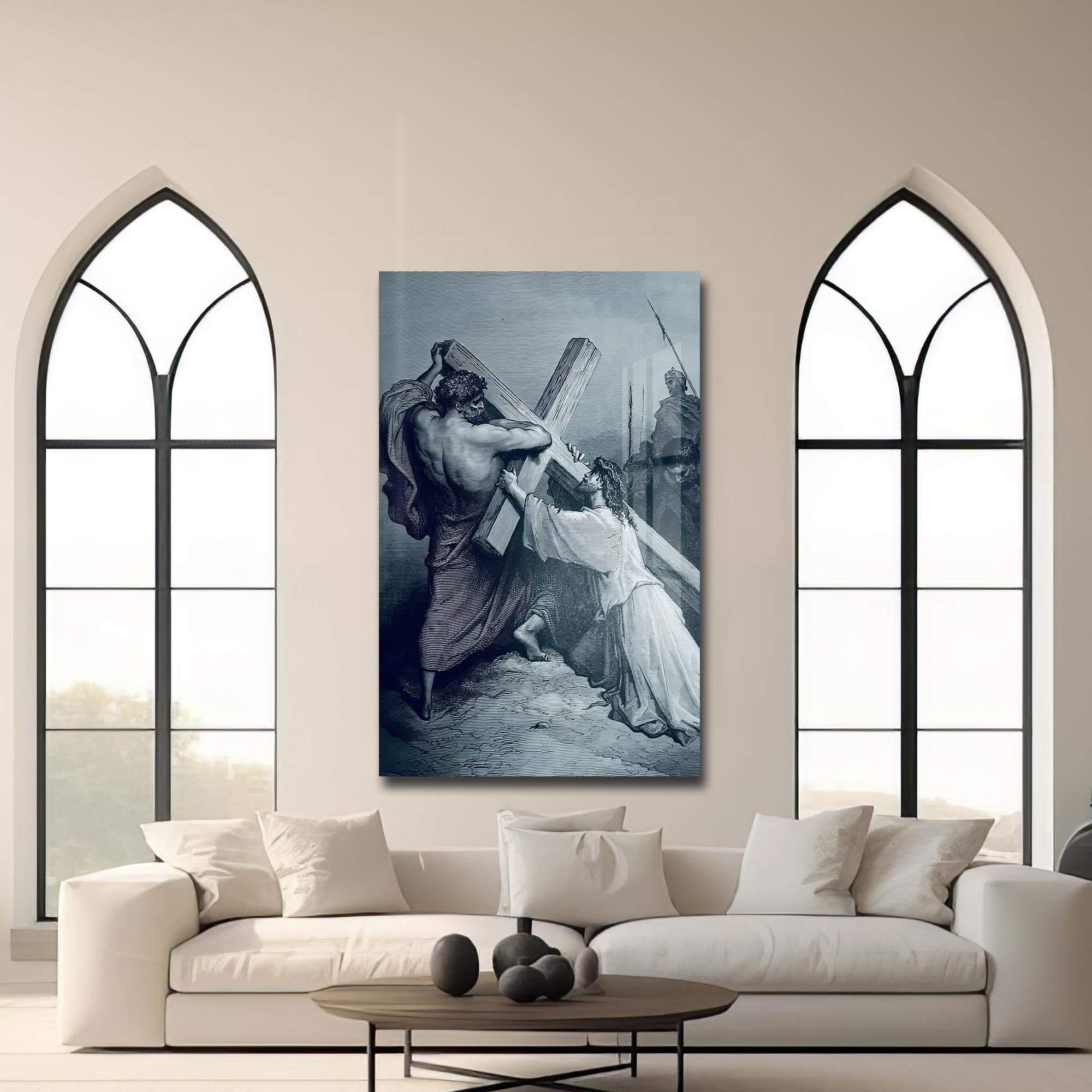 Artronauts Glass Print The Burden of the Cross– Christian Tempered Glass Wall Art