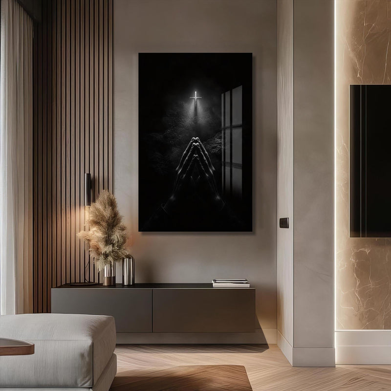 Artronauts Glass Print Prayer in the Dark– Christian Tempered Glass Wall Art