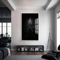 Artronauts Glass Print S | 72x46 cm | 28.3"x18.1" / White Prayer in the Dark– Christian Tempered Glass Wall Art