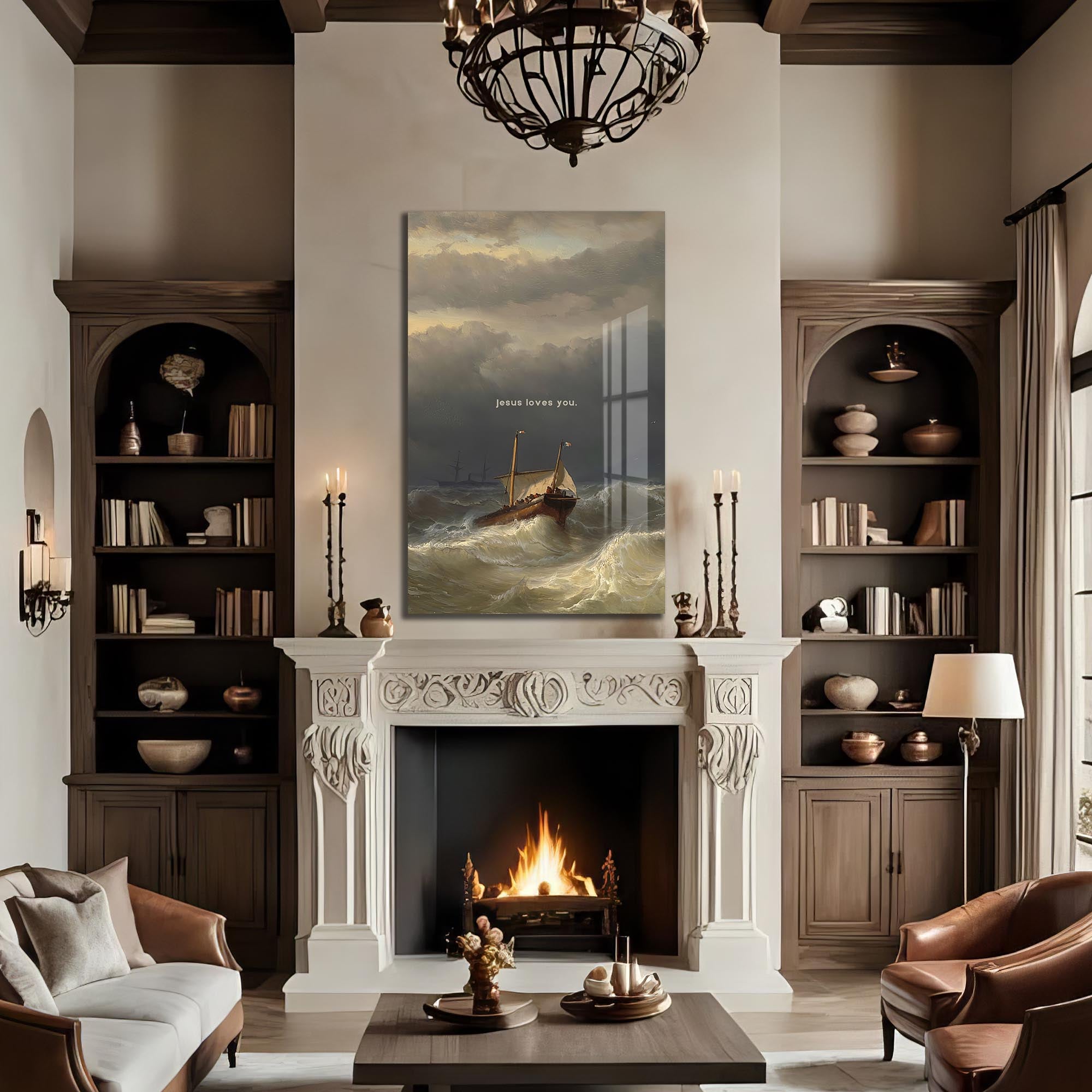 Faith Through the Storm– Christian Tempered Glass Wall Art