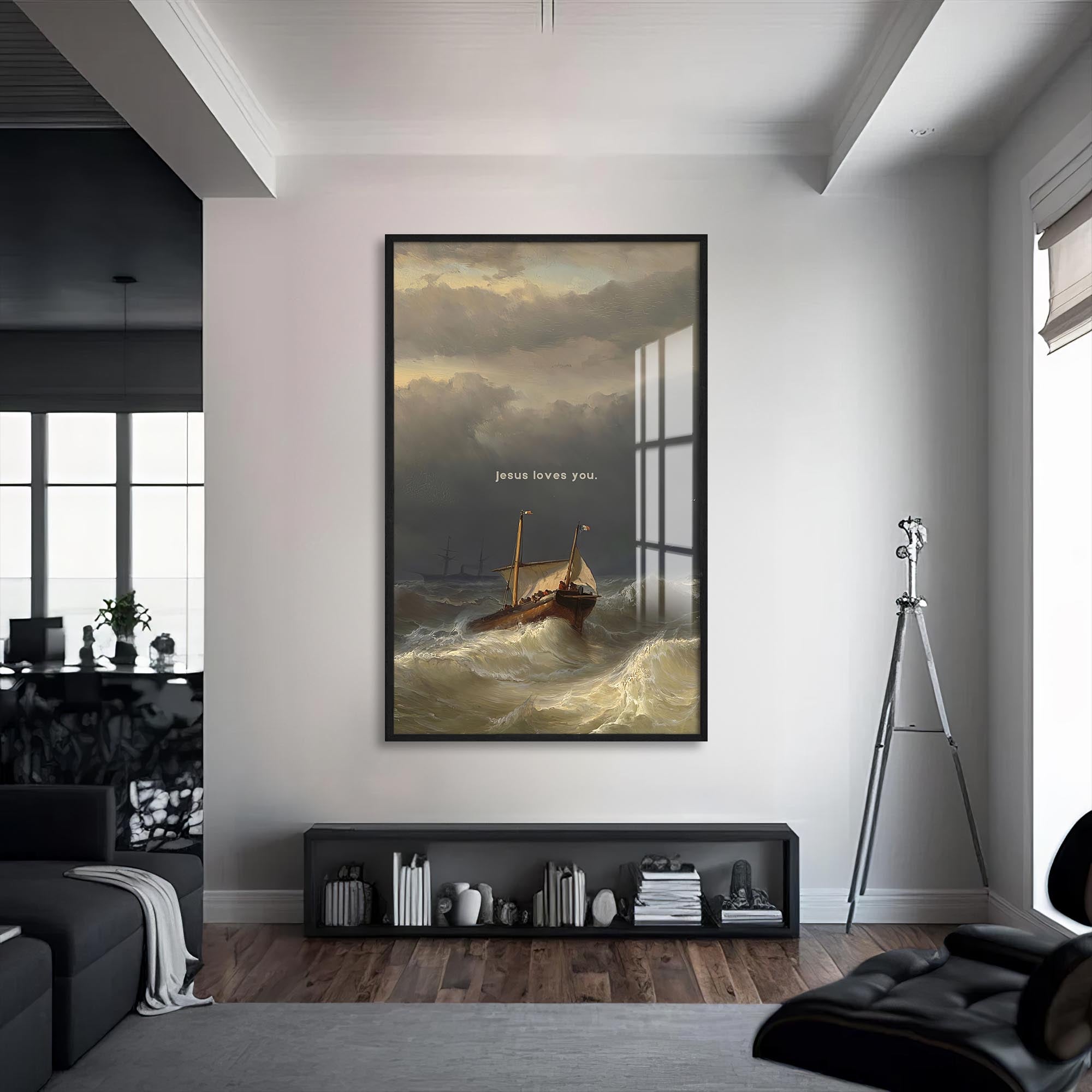 Faith Through the Storm– Christian Tempered Glass Wall Art