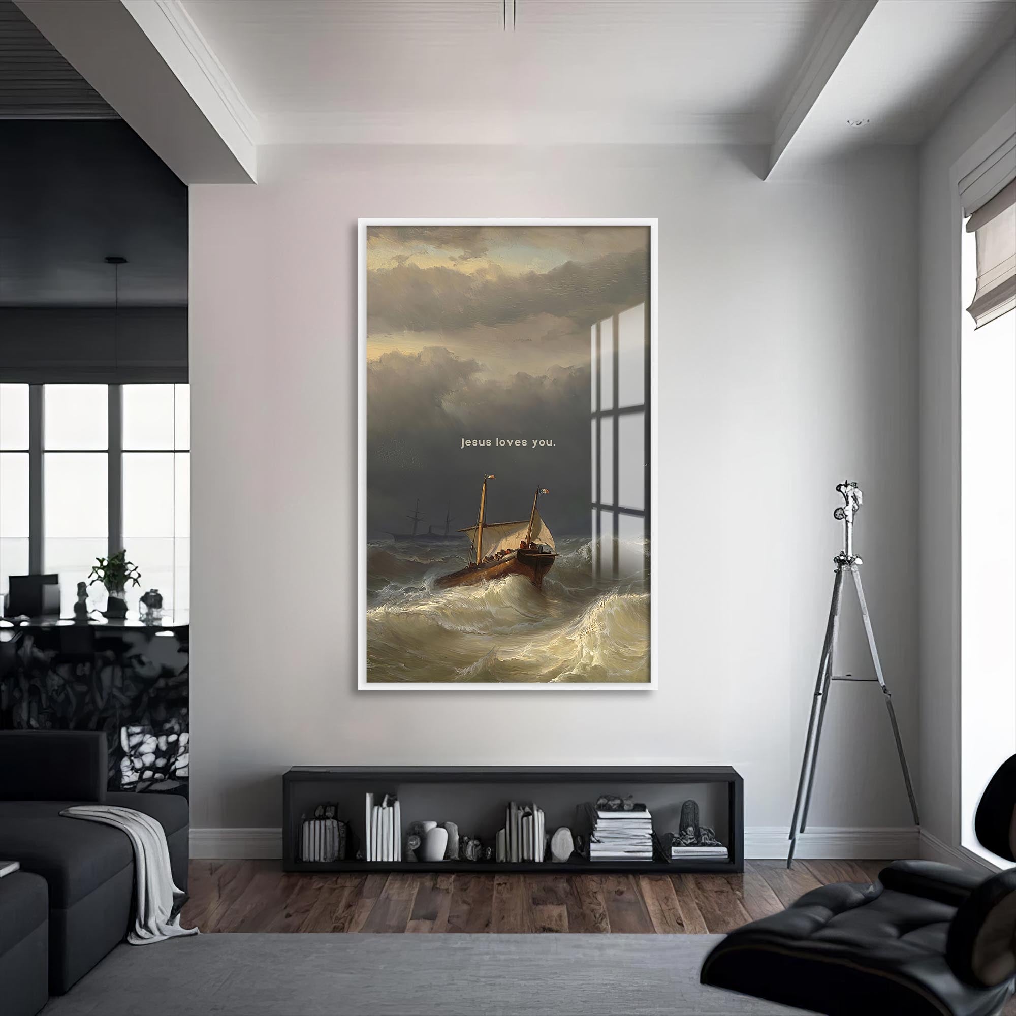 Faith Through the Storm– Christian Tempered Glass Wall Art