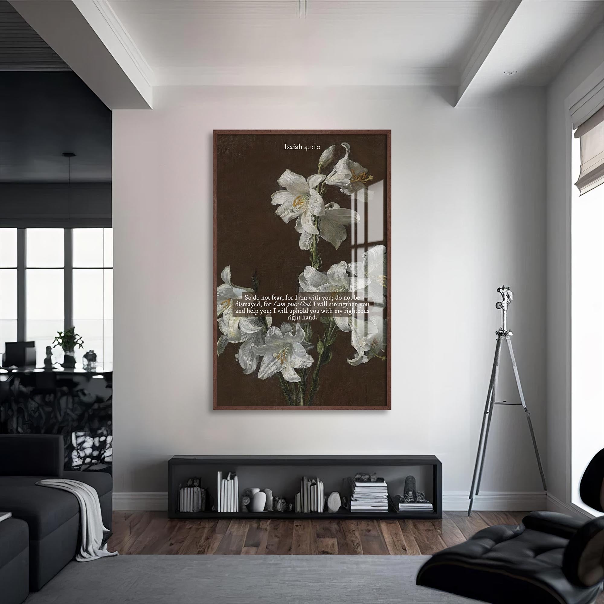 Artronauts Glass Print S | 72x46 cm | 28.3"x18.1" / Walnut Held by His Hand– Christian Tempered Glass Wall Art
