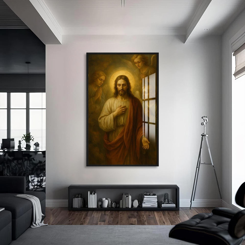 Artronauts Glass Print S | 72x46 cm | 28.3"x18.1" / Black The Call of Mercy– Christian Tempered Glass Wall Art