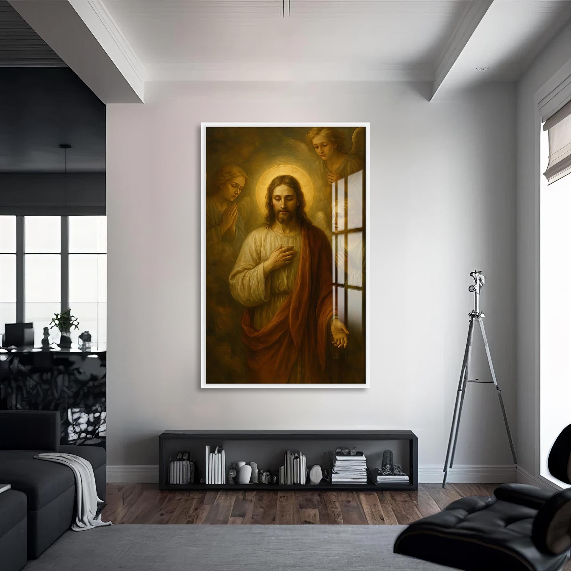 Artronauts Glass Print S | 72x46 cm | 28.3"x18.1" / White The Call of Mercy– Christian Tempered Glass Wall Art