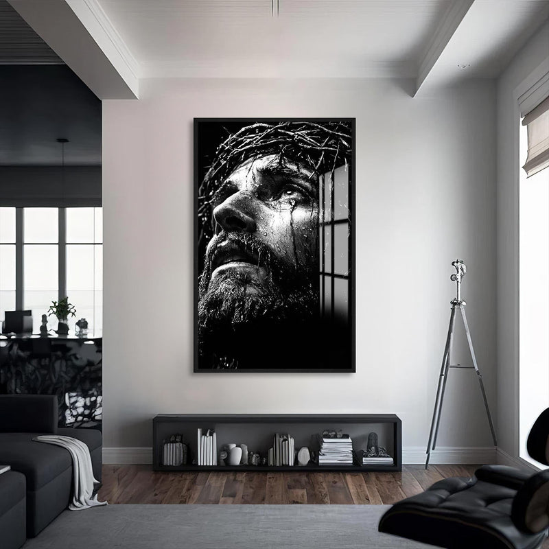 Artronauts Glass Print S | 72x46 cm | 28.3"x18.1" / Black Crown of Sorrow– Christian Tempered Glass Wall Art