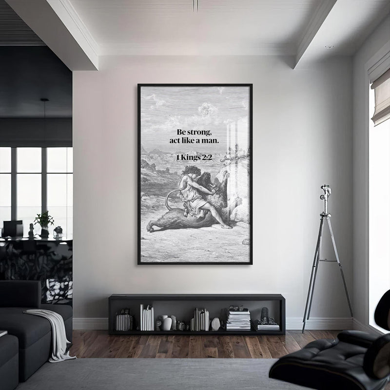 Artronauts Glass Print S | 72x46 cm | 28.3"x18.1" / Black Strength of the Spirit– Christian Tempered Glass Wall Art
