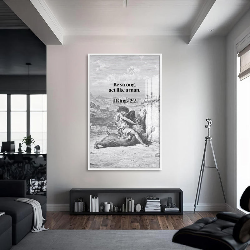 Artronauts Glass Print S | 72x46 cm | 28.3"x18.1" / White Strength of the Spirit– Christian Tempered Glass Wall Art