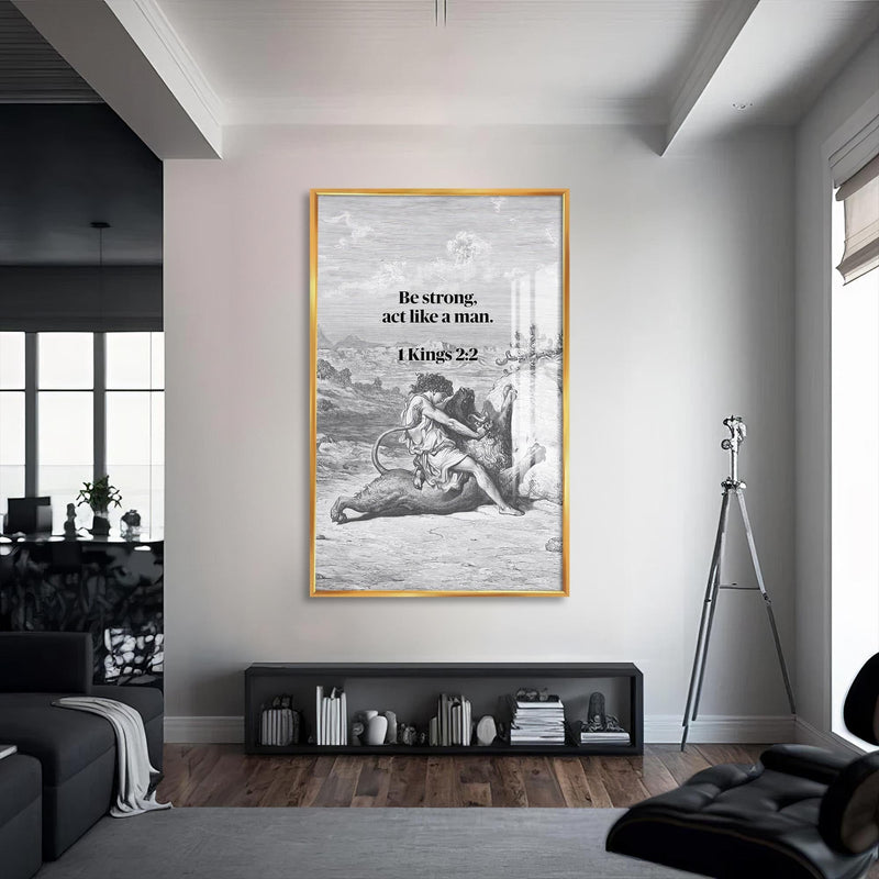Artronauts Glass Print S | 72x46 cm | 28.3"x18.1" / Gold Strength of the Spirit– Christian Tempered Glass Wall Art