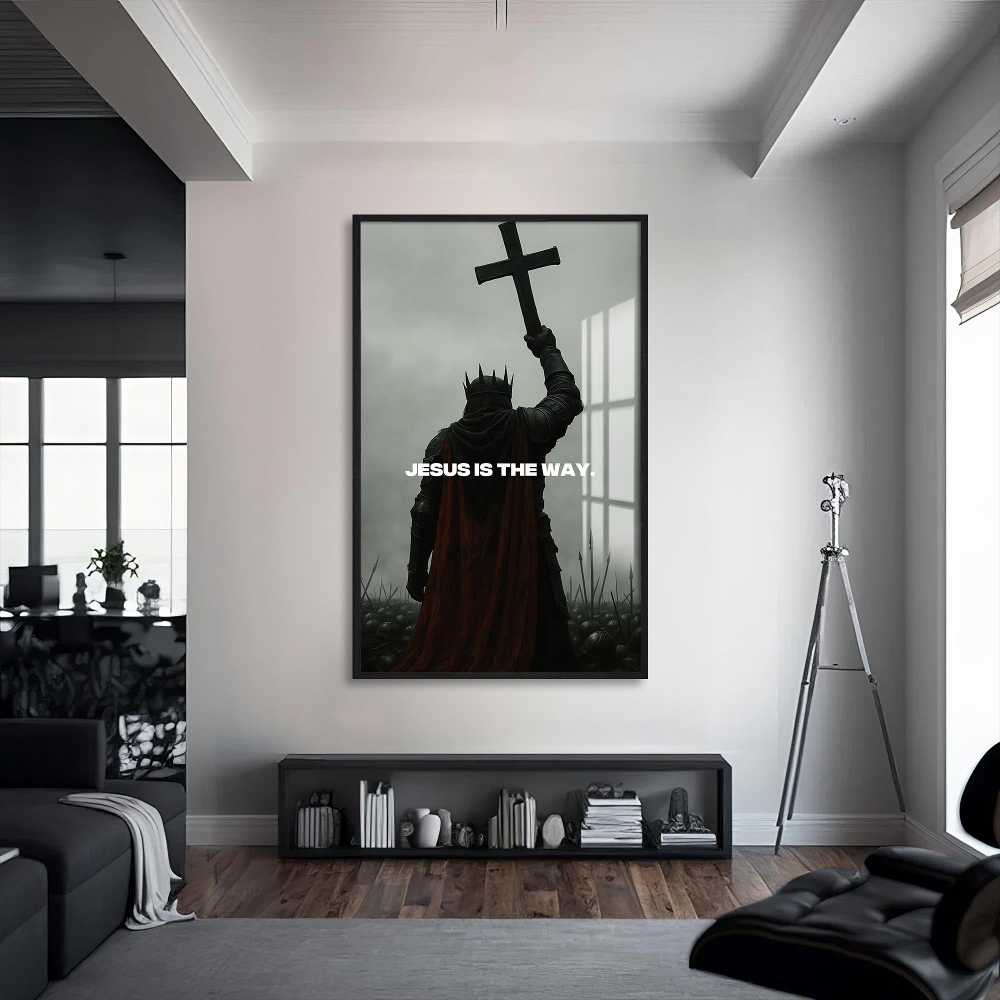 Artronauts Glass Print S | 72x46 cm | 28.3"x18.1" / Black Jesus Is the Way– Christian Tempered Glass Wall Art