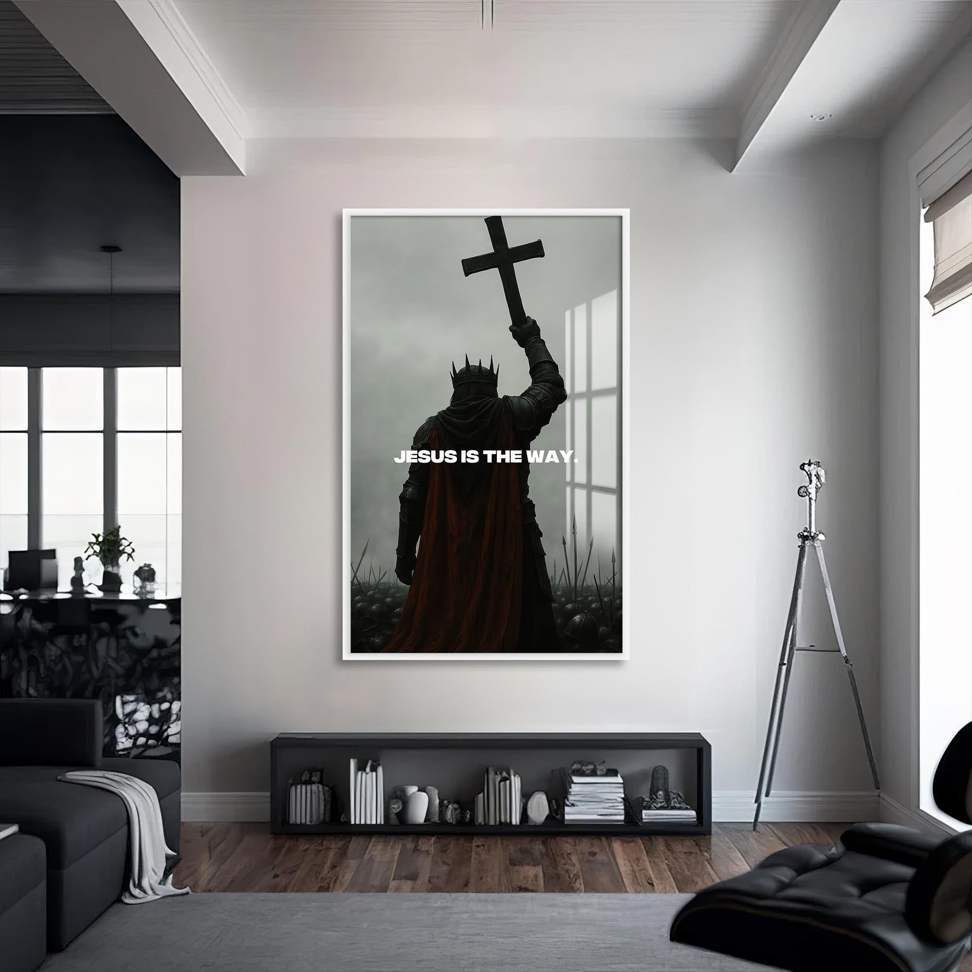 Artronauts Glass Print S | 72x46 cm | 28.3"x18.1" / White Jesus Is the Way– Christian Tempered Glass Wall Art