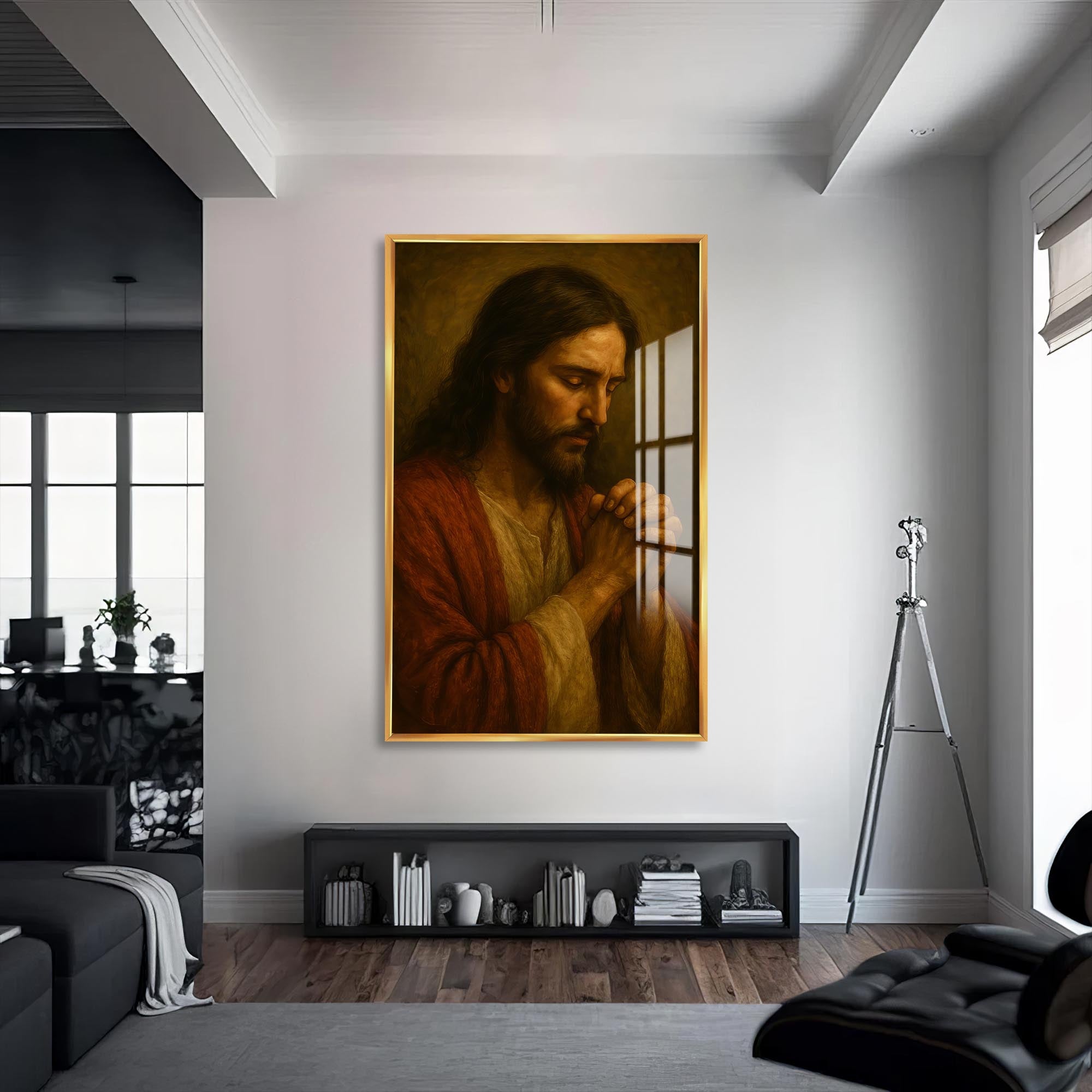Artronauts Glass Print S | 72x46 cm | 28.3"x18.1" / Gold Sacred Devotion– Christian Tempered Glass Wall Art