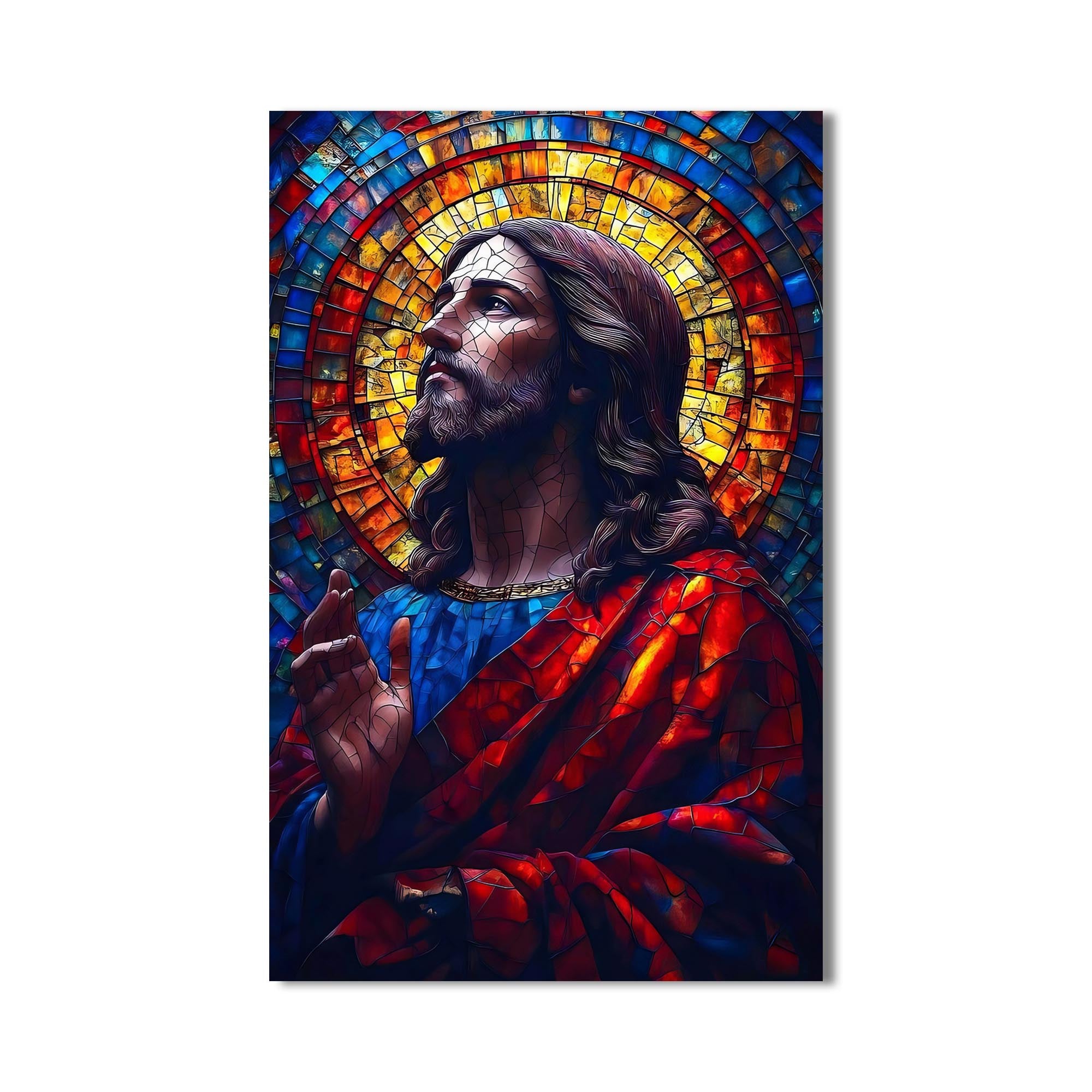 Artronauts Glass Print Stained Glass Christ Portrait– Christian Tempered Glass Wall Art