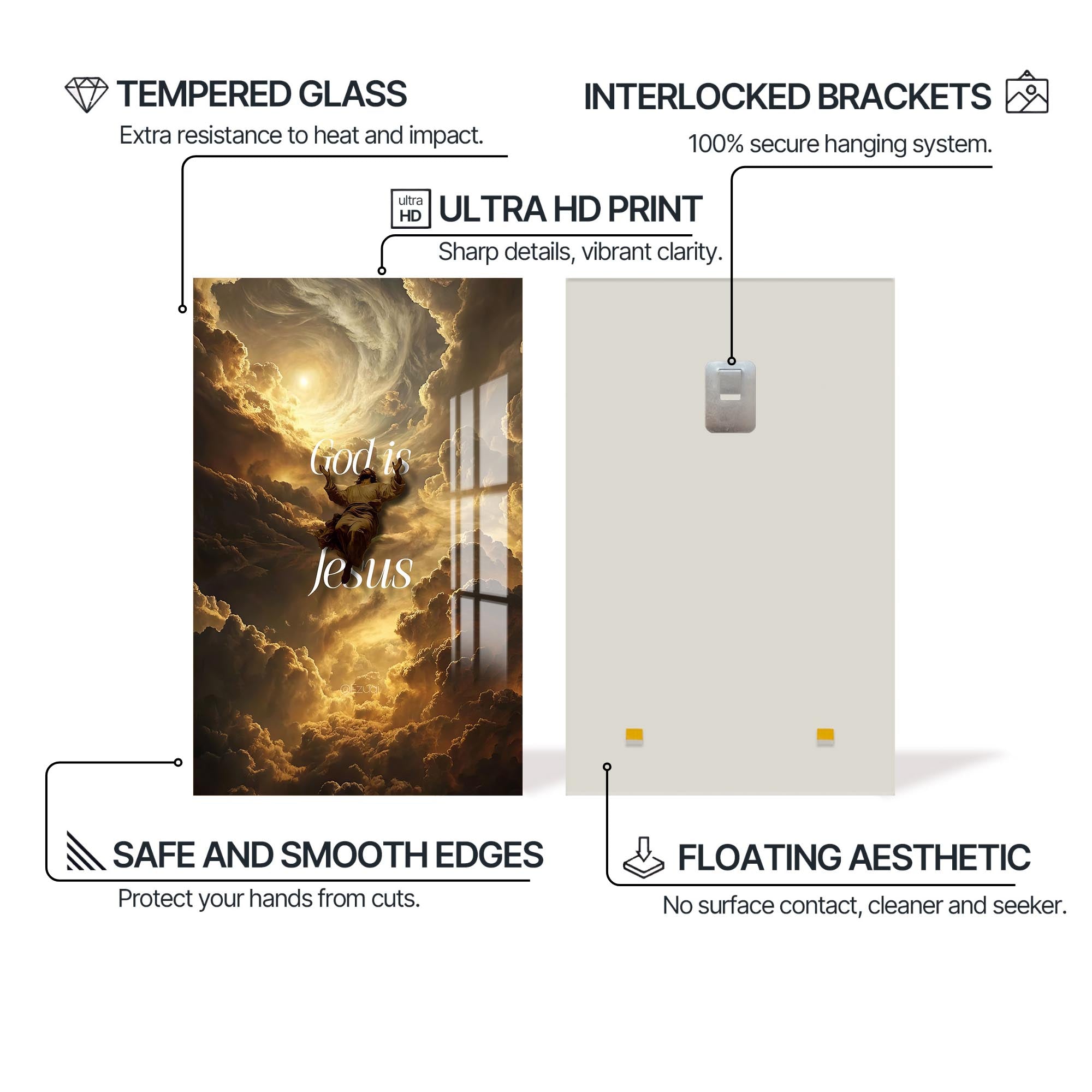 Artronauts Glass Print Christ Ascending in Light– Christian Tempered Glass Wall Art