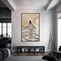 Artronauts Glass Print S | 72x46 cm | 28.3"x18.1" / Walnut Christ Walking Through  Light– Christian Tempered Glass Wall Art