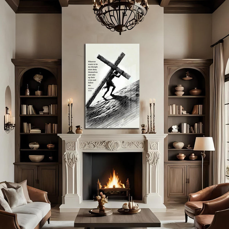 Artronauts Glass Print Carrying the Cross Illustration– Christian Tempered Glass Wall Art