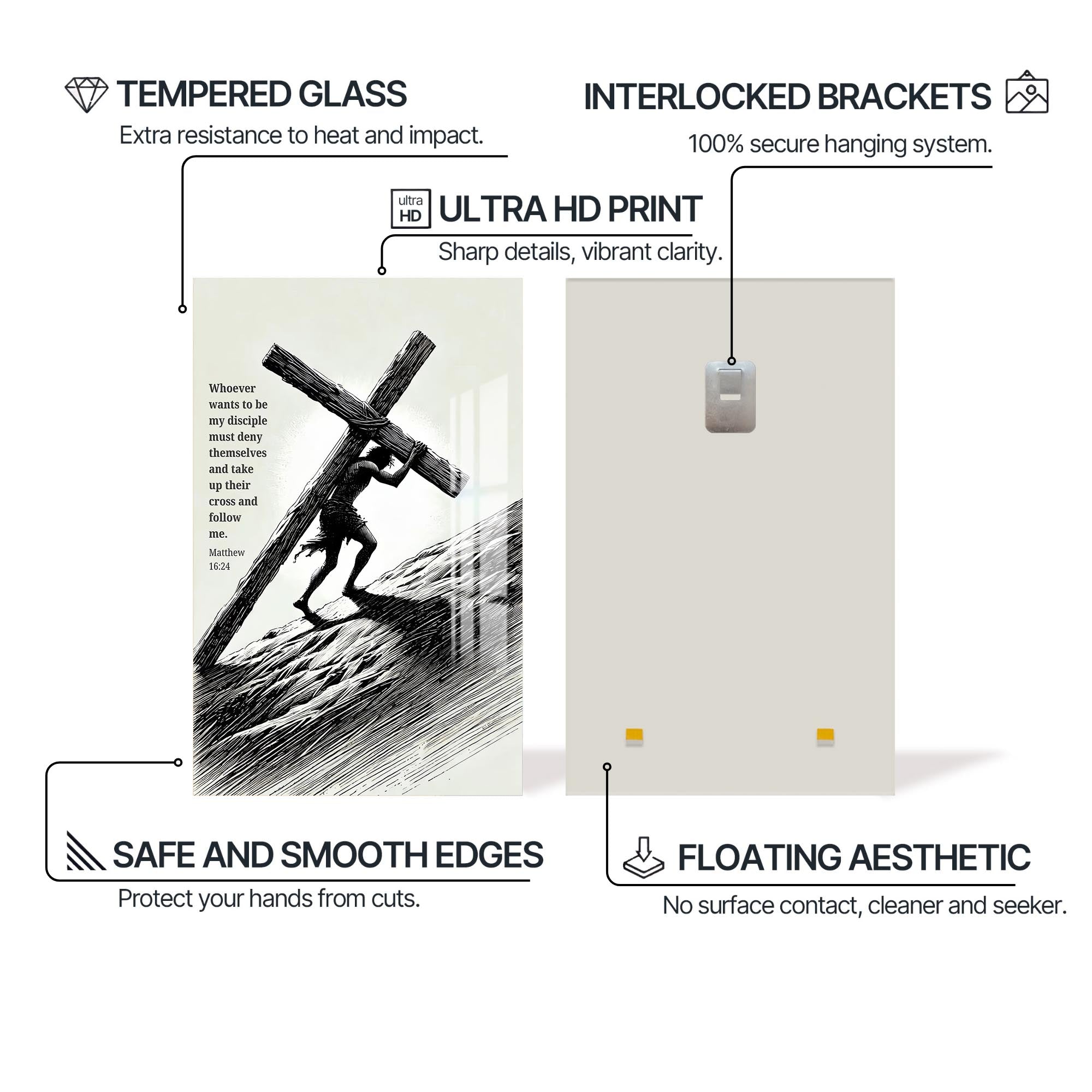 Artronauts Glass Print Carrying the Cross Illustration– Christian Tempered Glass Wall Art