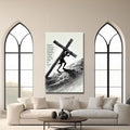 Artronauts Glass Print Carrying the Cross Illustration– Christian Tempered Glass Wall Art