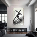 Artronauts Glass Print S | 72x46 cm | 28.3"x18.1" / Walnut Carrying the Cross Illustration– Christian Tempered Glass Wall Art
