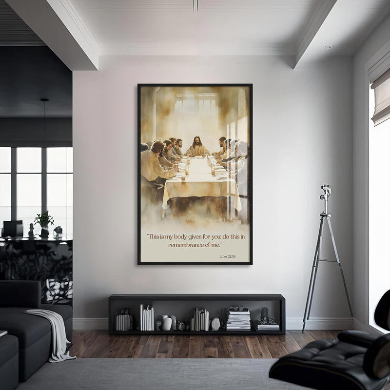 Artronauts Glass Print S | 72x46 cm | 28.3"x18.1" / Black The Last Supper Scene– Christian Tempered Glass Wall Art
