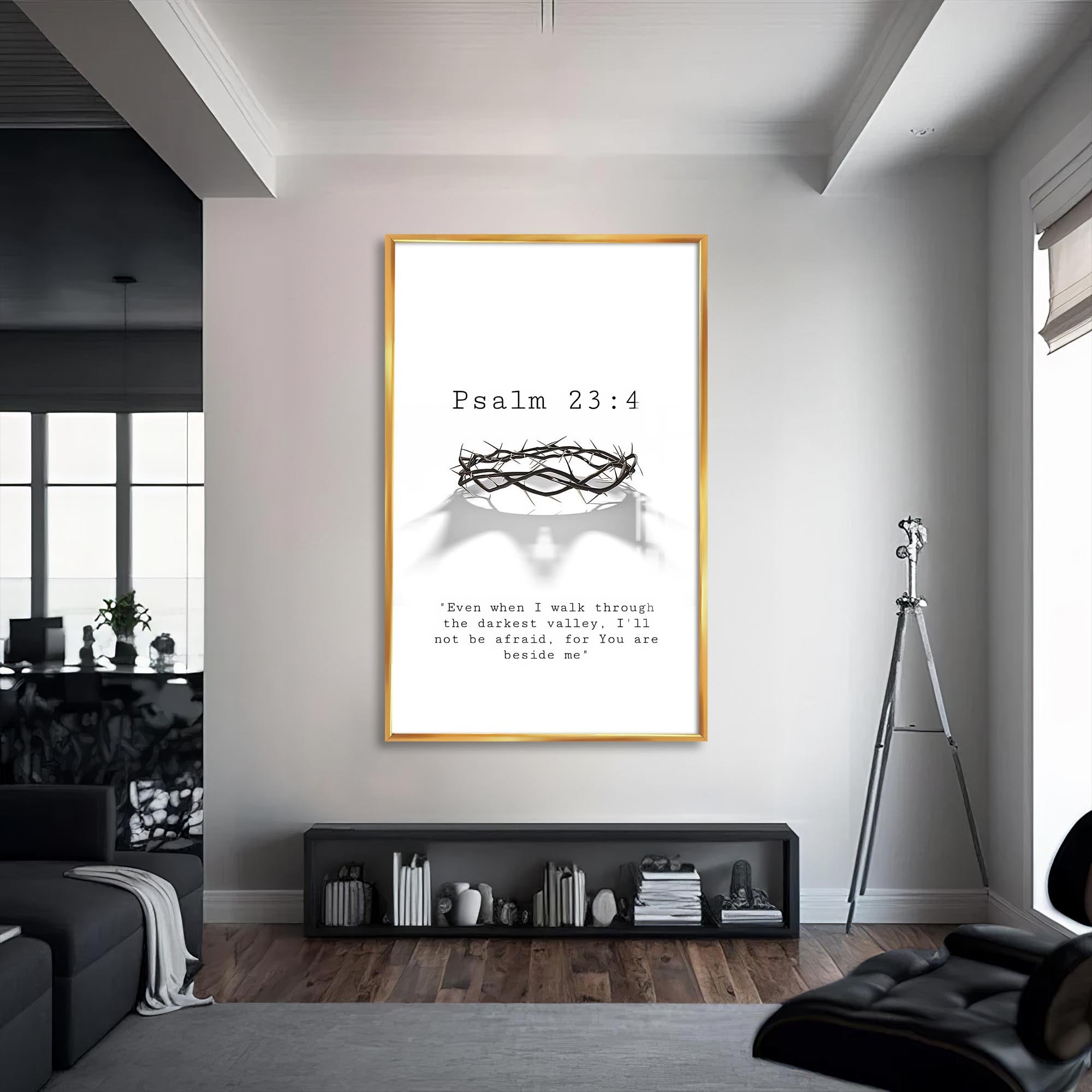 Artronauts Glass Print S | 72x46 cm | 28.3"x18.1" / Gold Psalm 23– Christian Tempered Glass Wall Art