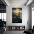 Artronauts Glass Print S | 72x46 cm | 28.3"x18.1" / White Christ Walking Toward Heaven– Christian Tempered Glass Wall Art