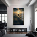 Artronauts Glass Print S | 72x46 cm | 28.3"x18.1" / Gold Christ Walking Toward Heaven– Christian Tempered Glass Wall Art