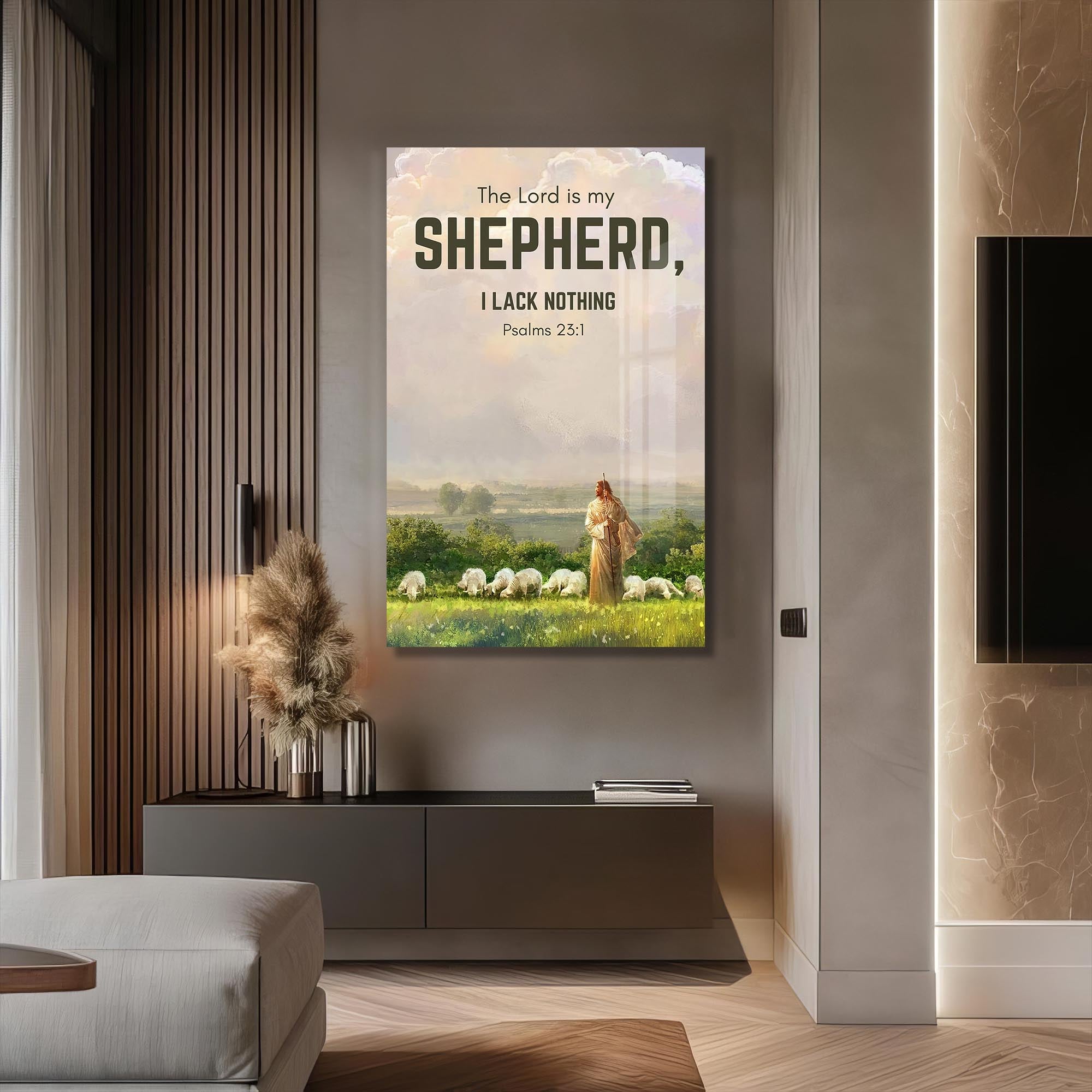 Artronauts Glass Print The Lord Is My Shepherd– Christian Tempered Glass Wall Art