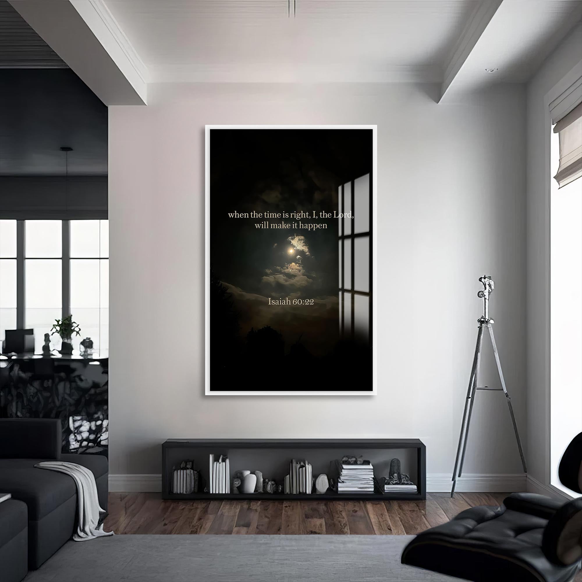 Artronauts Glass Print S | 72x46 cm | 28.3"x18.1" / White When the Time Is Right– Christian Tempered Glass Wall Art