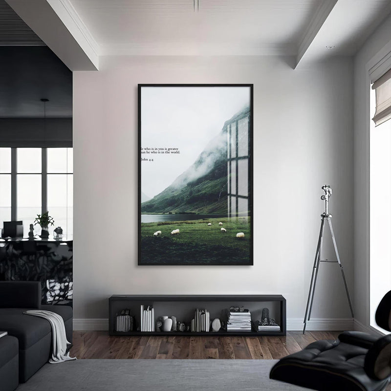 Artronauts Glass Print S | 72x46 cm | 28.3"x18.1" / Black He Who Is in You– Christian Tempered Glass Wall Art