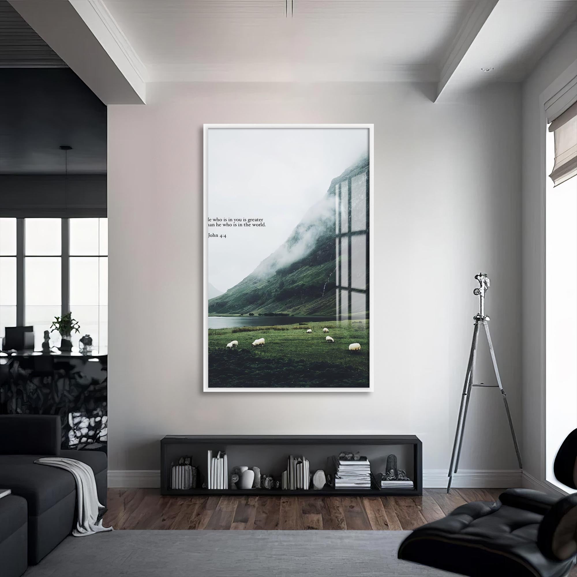 Artronauts Glass Print S | 72x46 cm | 28.3"x18.1" / White He Who Is in You– Christian Tempered Glass Wall Art