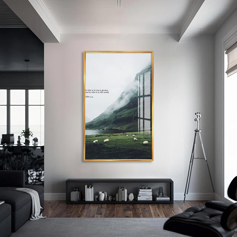 Artronauts Glass Print S | 72x46 cm | 28.3"x18.1" / Gold He Who Is in You– Christian Tempered Glass Wall Art