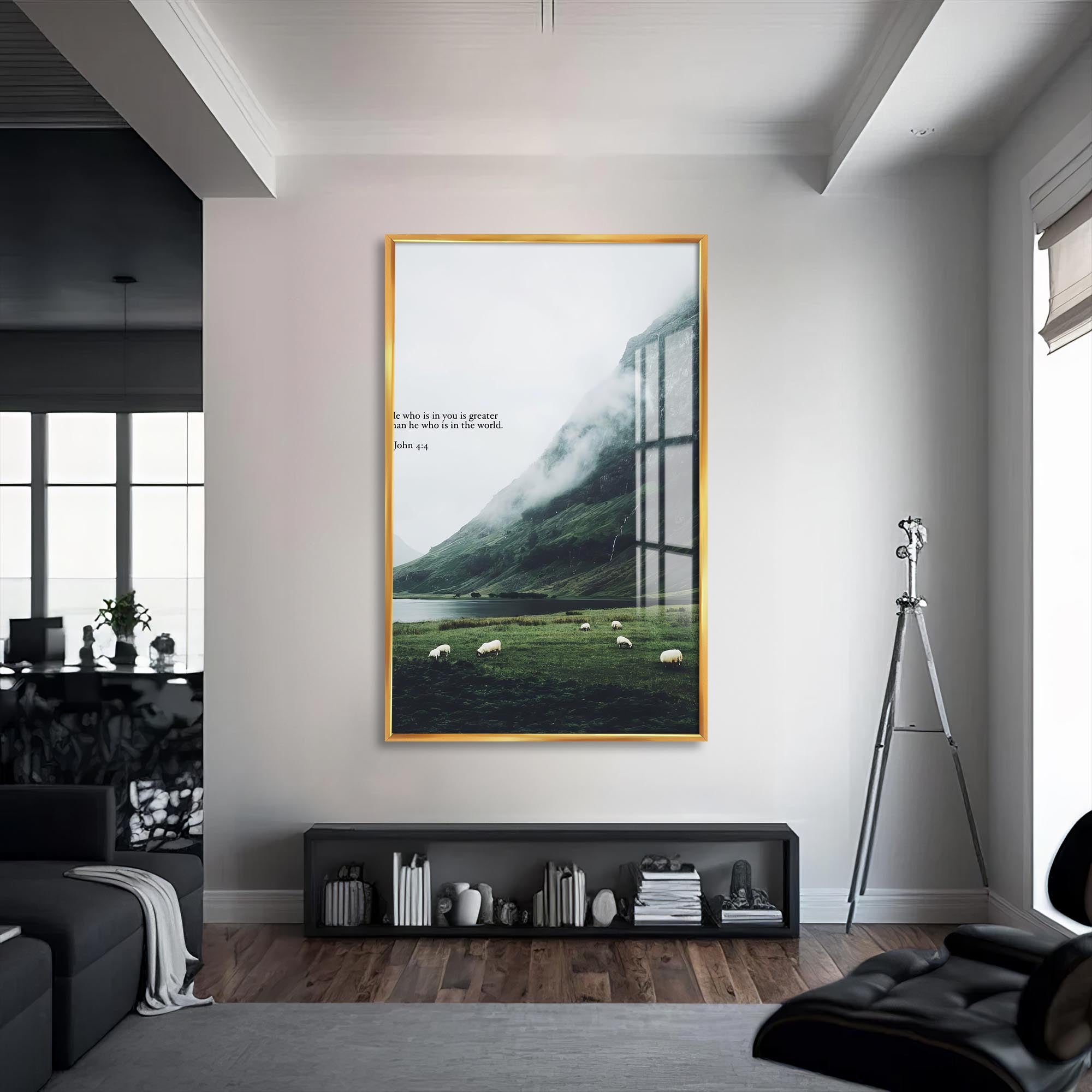 Artronauts Glass Print S | 72x46 cm | 28.3"x18.1" / Gold He Who Is in You– Christian Tempered Glass Wall Art