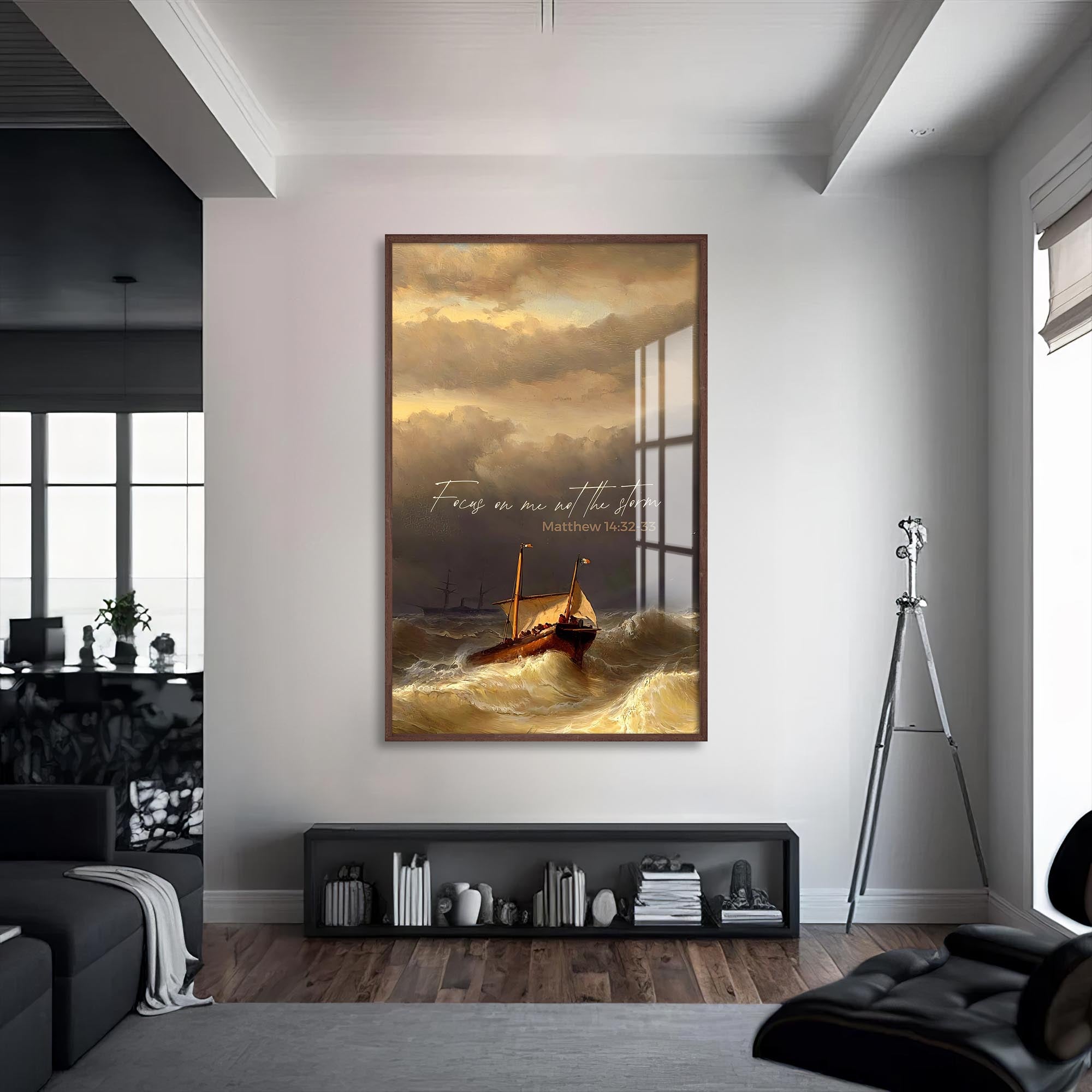 Artronauts Glass Print S | 72x46 cm | 28.3"x18.1" / Walnut Focus on Me– Christian Tempered Glass Wall Art