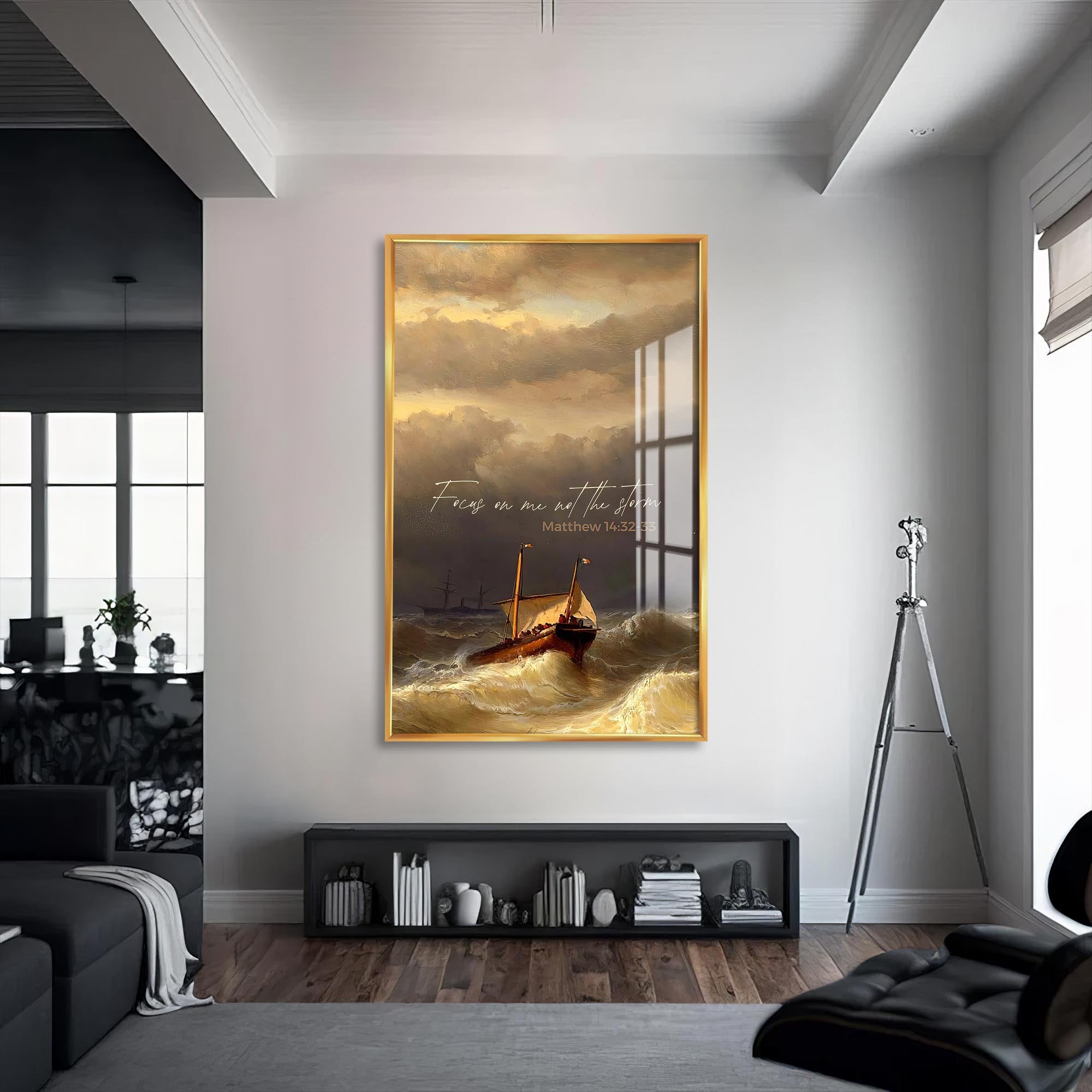 Artronauts Glass Print S | 72x46 cm | 28.3"x18.1" / Gold Focus on Me– Christian Tempered Glass Wall Art