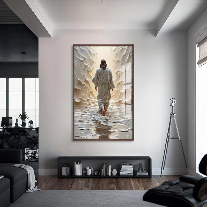Artronauts Glass Print S | 72x46 cm | 28.3"x18.1" / Walnut The Path of Light– Christian Tempered Glass Wall Art
