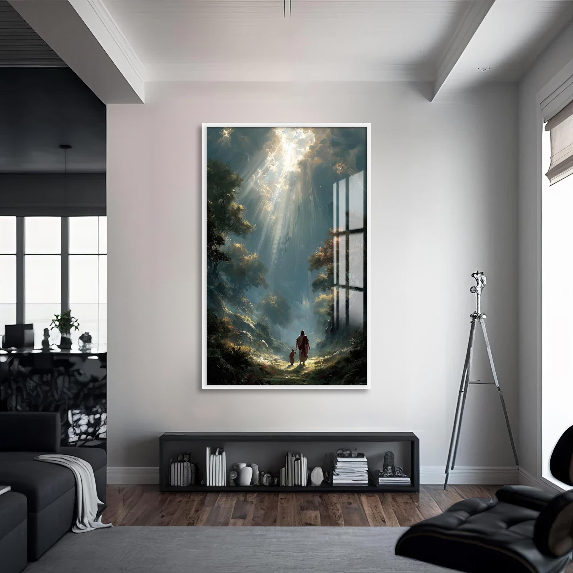 Artronauts Glass Print S | 72x46 cm | 28.3"x18.1" / White Walk With Me– Christian Tempered Glass Wall Art
