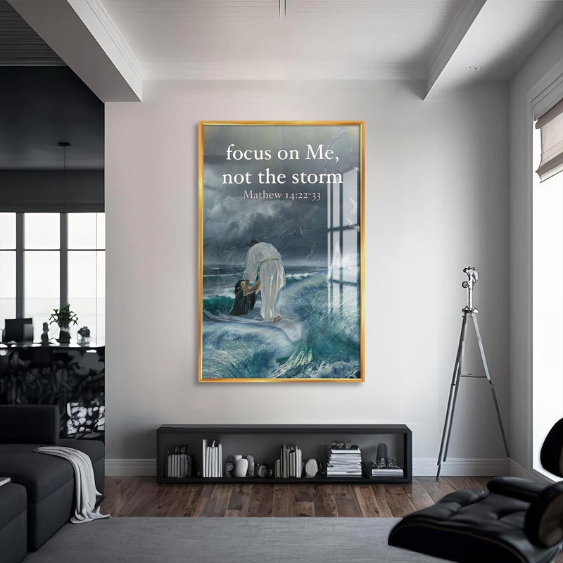 Artronauts Glass Print S | 72x46 cm | 28.3"x18.1" / Gold Still the Storm– Christian Tempered Glass Wall Art