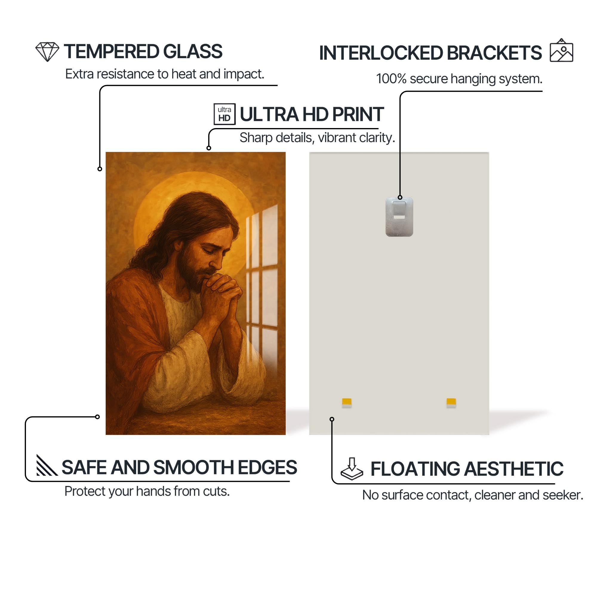 Artronauts Glass Print Prayer of Light– Christian Tempered Glass Wall Art