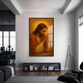 Artronauts Glass Print S | 72x46 cm | 28.3"x18.1" / Black Prayer of Light– Christian Tempered Glass Wall Art