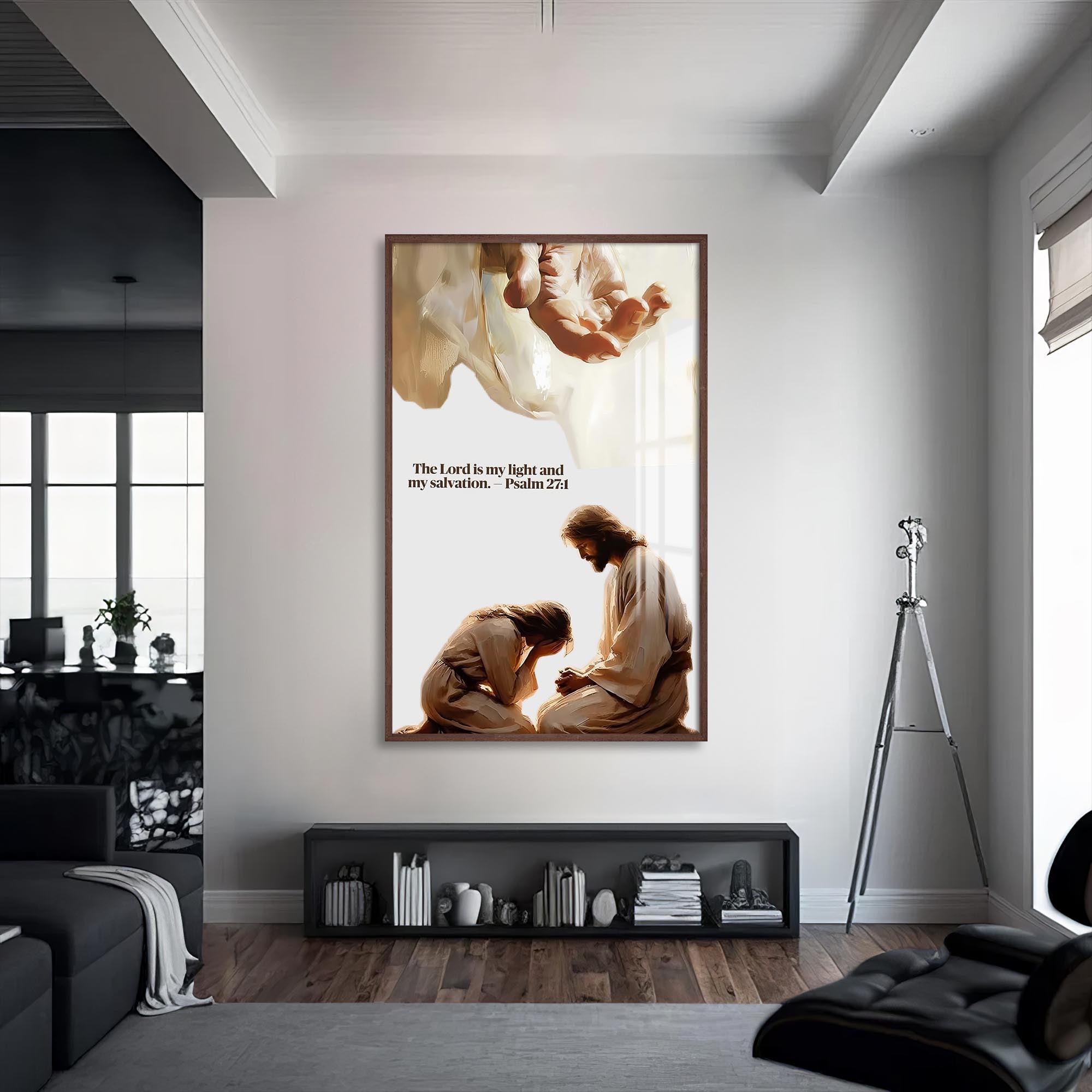Artronauts Glass Print S | 72x46 cm | 28.3"x18.1" / Walnut My Light and Salvation– Christian Tempered Glass Wall Art