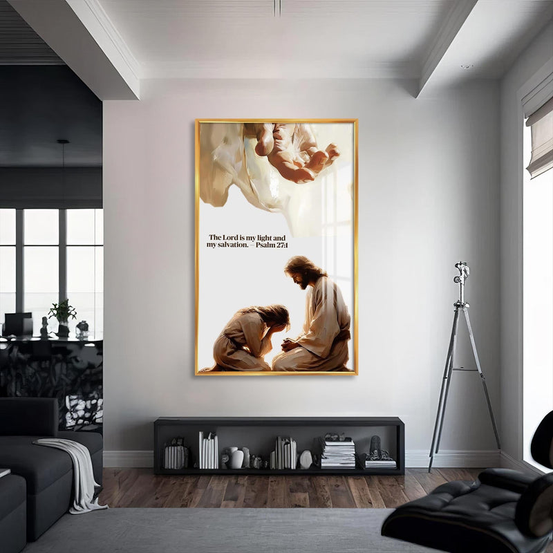 Artronauts Glass Print S | 72x46 cm | 28.3"x18.1" / Gold My Light and Salvation– Christian Tempered Glass Wall Art