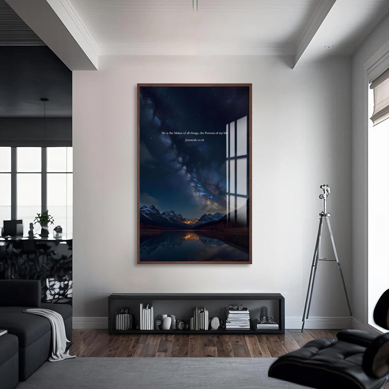 Artronauts Glass Print S | 72x46 cm | 28.3"x18.1" / Walnut He Shall Reign– Christian Tempered Glass Wall Art