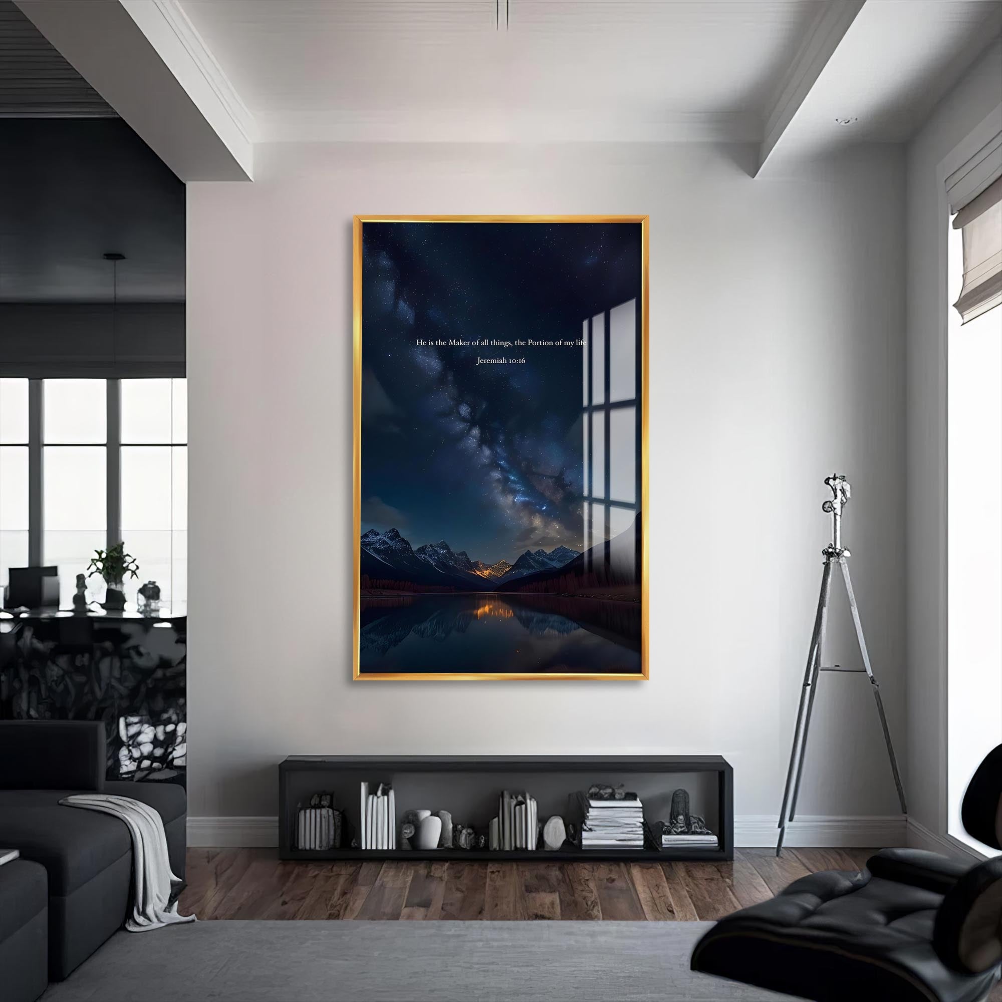 Artronauts Glass Print S | 72x46 cm | 28.3"x18.1" / Gold He Shall Reign– Christian Tempered Glass Wall Art