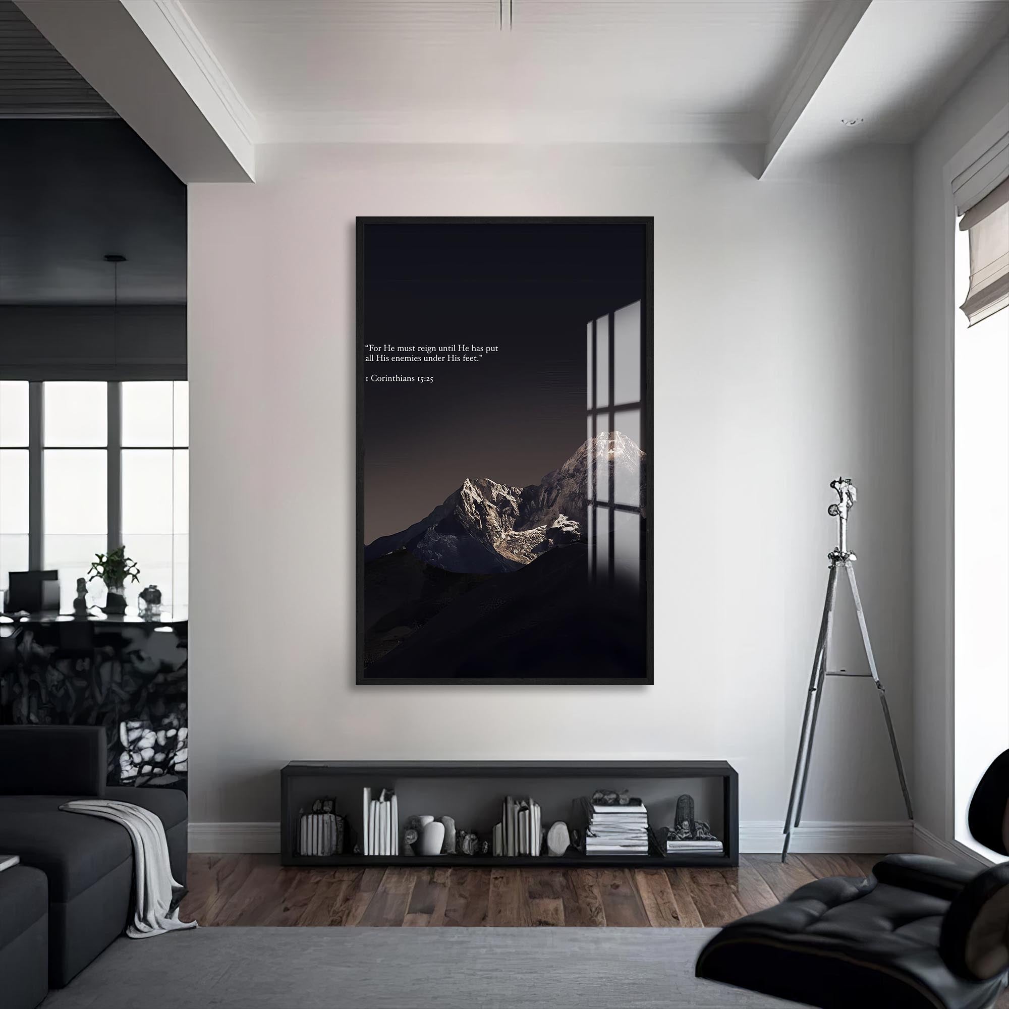 Artronauts Glass Print S | 72x46 cm | 28.3"x18.1" / Black Strength in Stillness– Christian Tempered Glass Wall Art