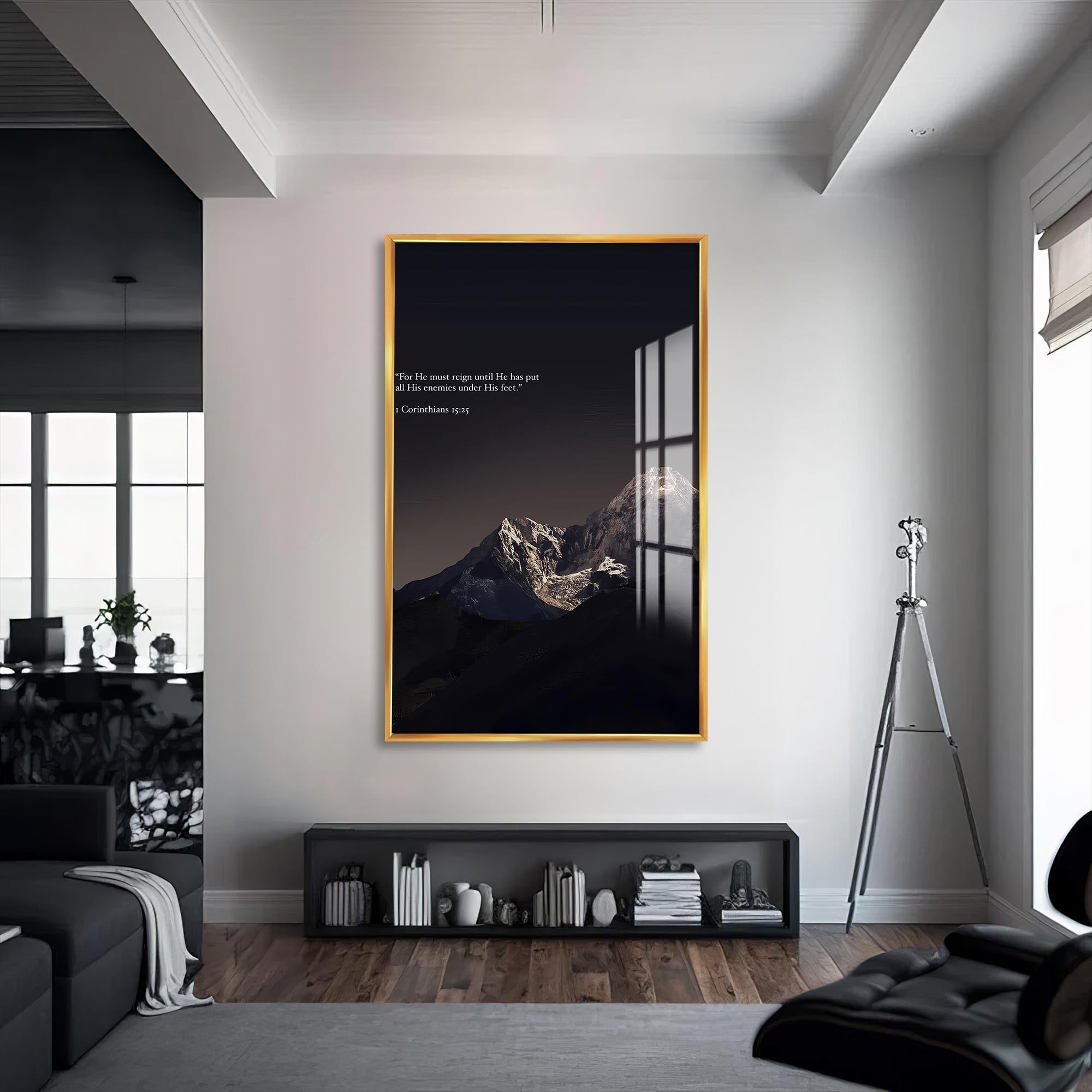 Artronauts Glass Print S | 72x46 cm | 28.3"x18.1" / Gold Strength in Stillness– Christian Tempered Glass Wall Art