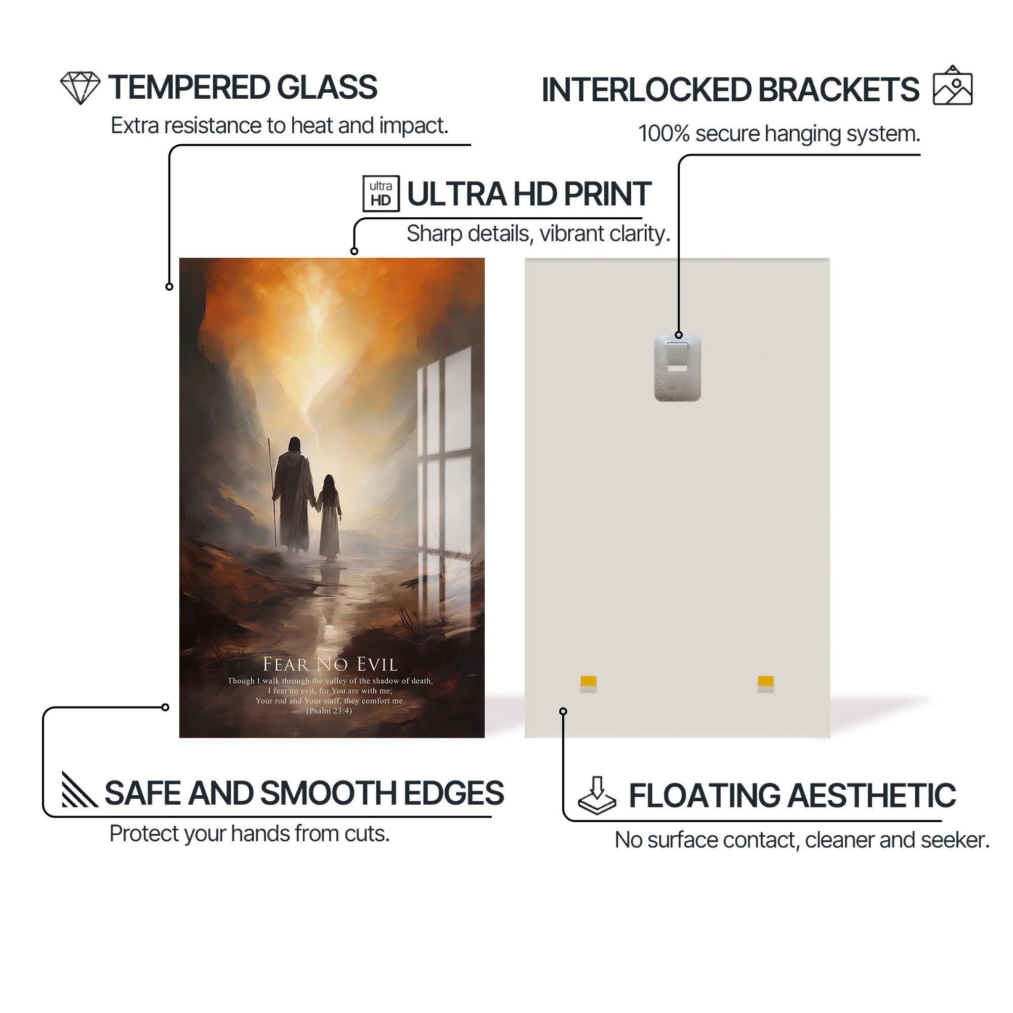 Artronauts Glass Print Fear No Evil– Christian Tempered Glass Wall Art