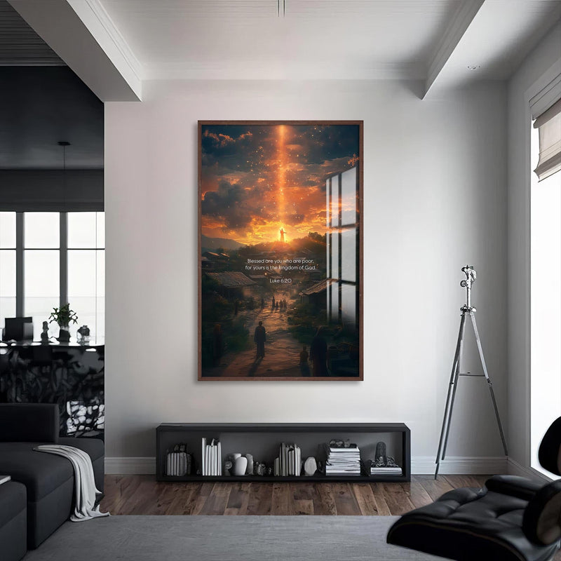 Artronauts Glass Print S | 72x46 cm | 28.3"x18.1" / Walnut Blessed Are You– Christian Tempered Glass Wall Art