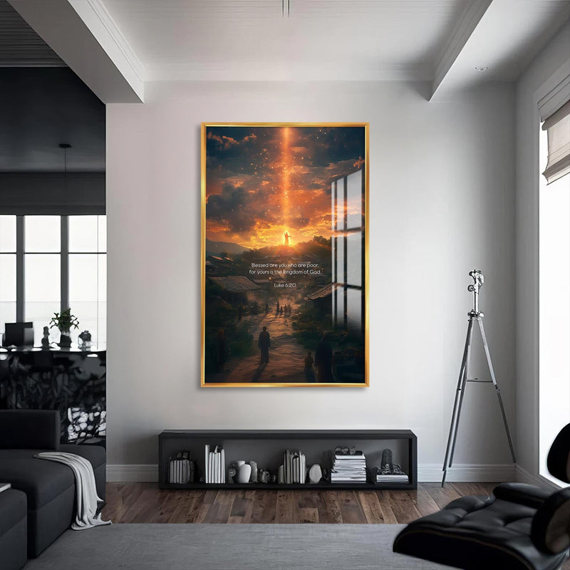 Artronauts Glass Print S | 72x46 cm | 28.3"x18.1" / Gold Blessed Are You– Christian Tempered Glass Wall Art